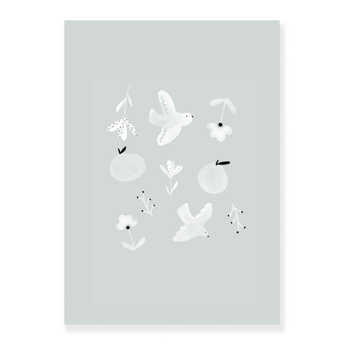 Poster "Linnud ja lilled" - A3 (42 cm x 29,7cm)