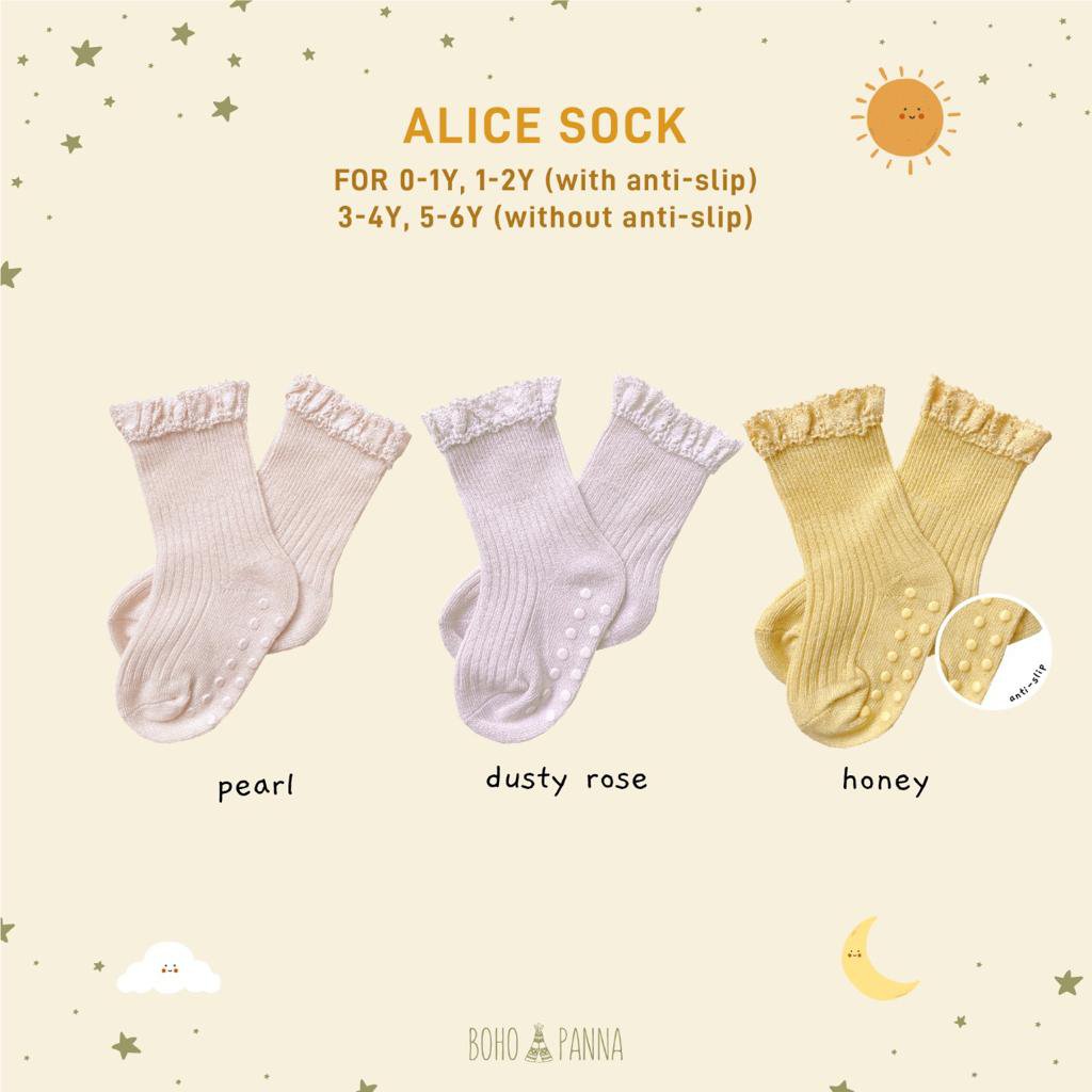 Alice pitsiga sokid - dusty rose (0-1 ja 1-2 aastat)